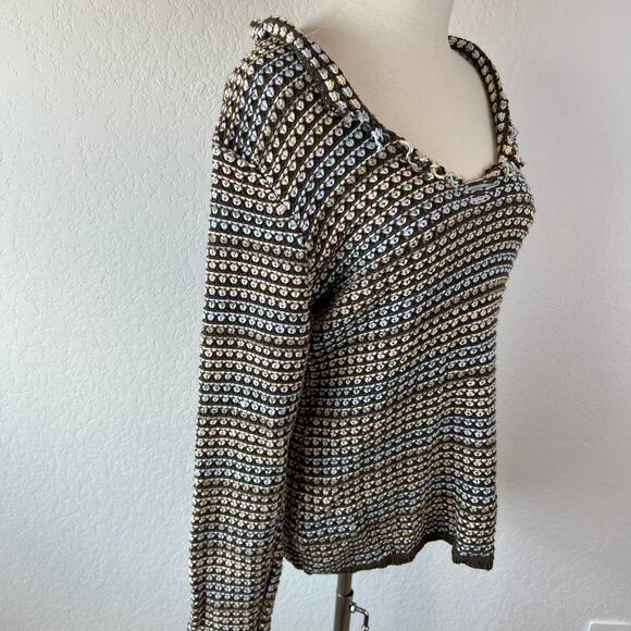 Vintage Y2K Liz Claiborne Knit Rainbow Sweater Cozy Multicolor Size M - Picture 6 of 9
